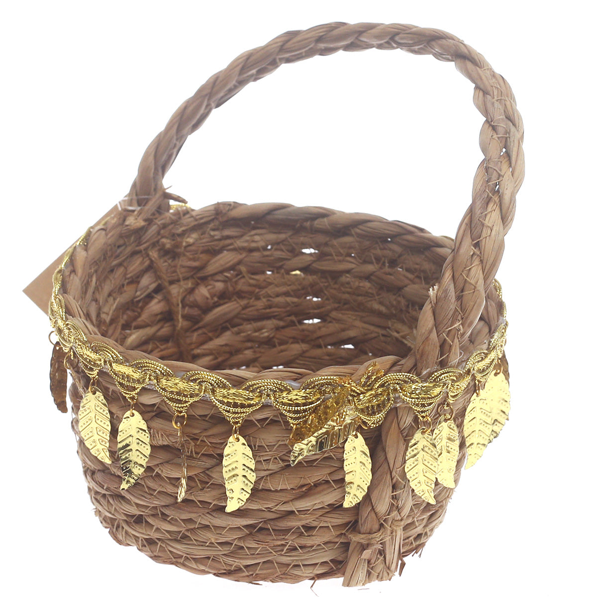 Storage Basket – Small Brown Handwoven Decorative Basket with Handle (6.5 x 6.5 x 8 Inch) Description