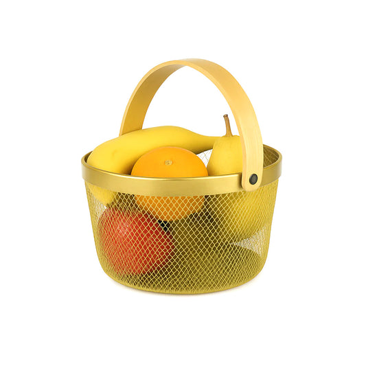 Fruit Basket with Handle – 10 × 7 Inch (Gold)