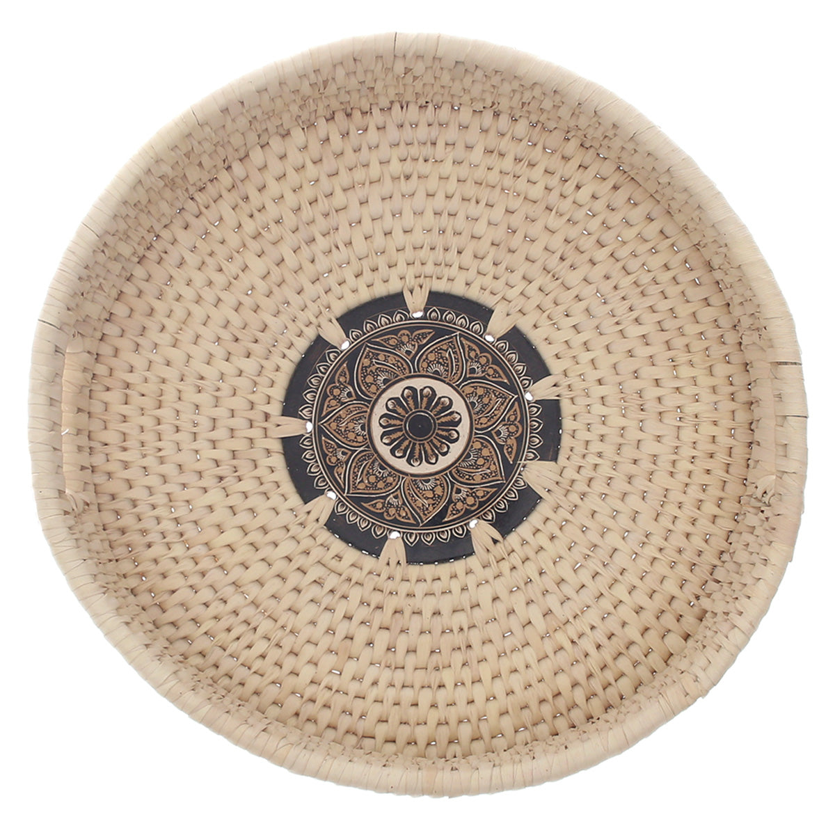 Handwoven Round Basket  Design – Natural Storage & Serving Tray (2.5x14 in)