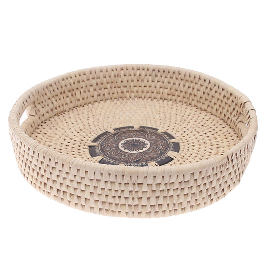 Handwoven Round Basket  Design – Natural Storage & Serving Tray (2.5x14 in)