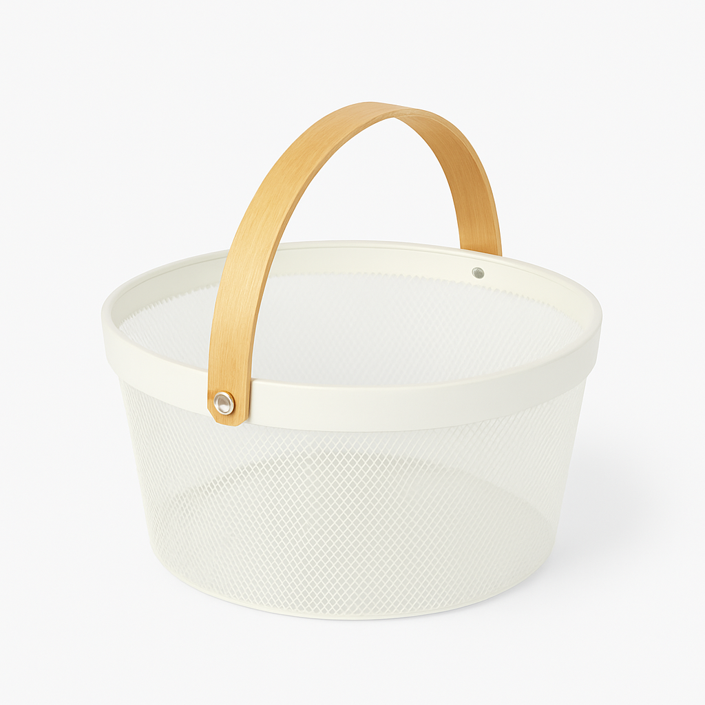Fruit Basket with Handle – 10 × 7 Inch (White)