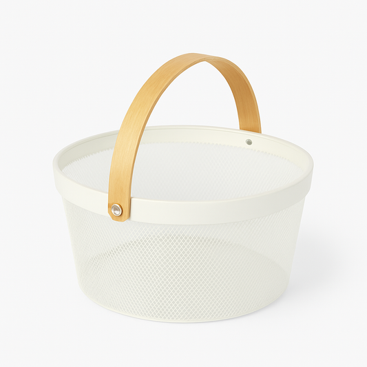 Fruit Basket with Handle – 10 × 7 Inch (White)